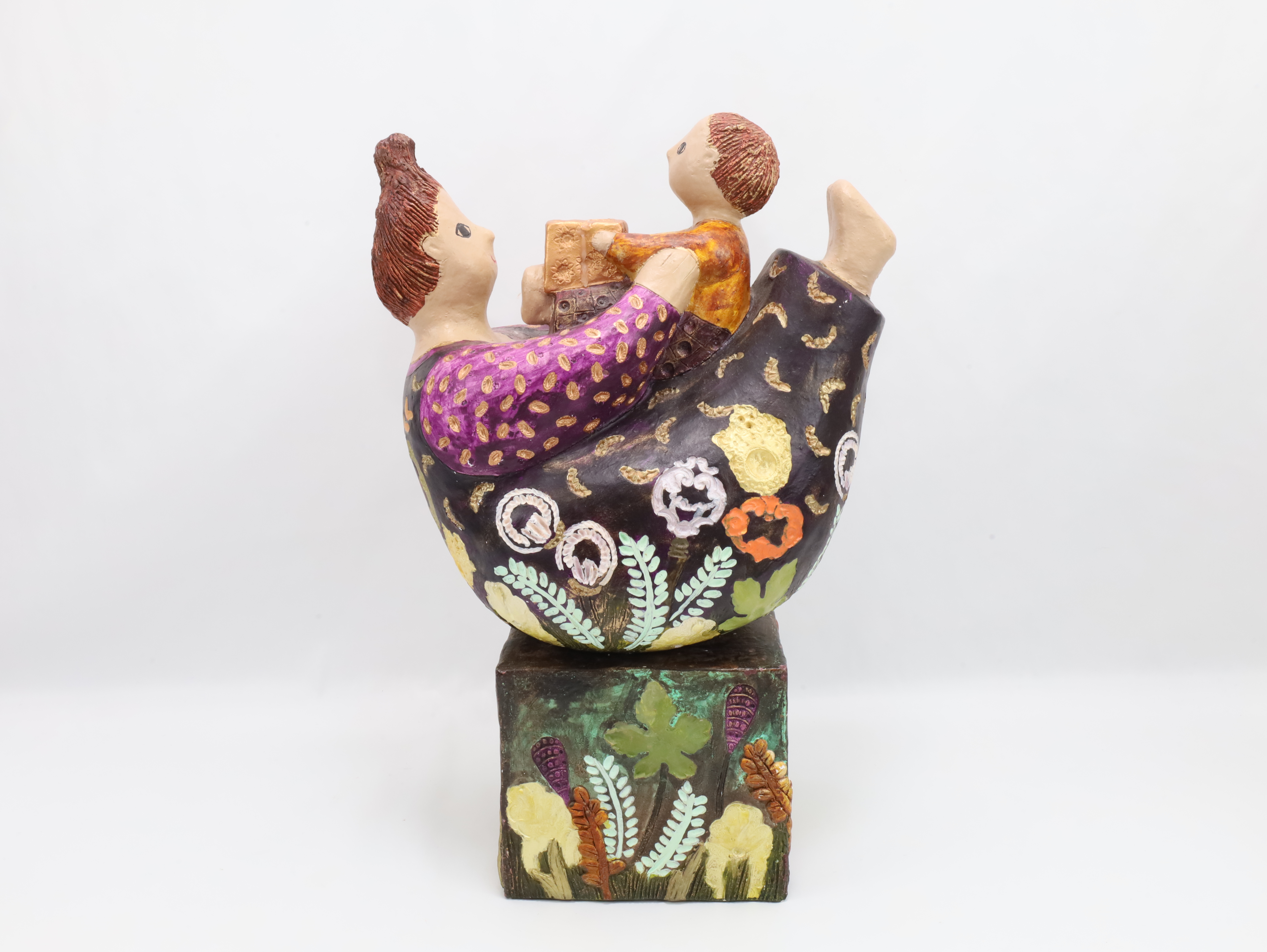 Keramikk lysestakefigur – Mor og barn ca. 1990–2000 Camilla Halvorsen