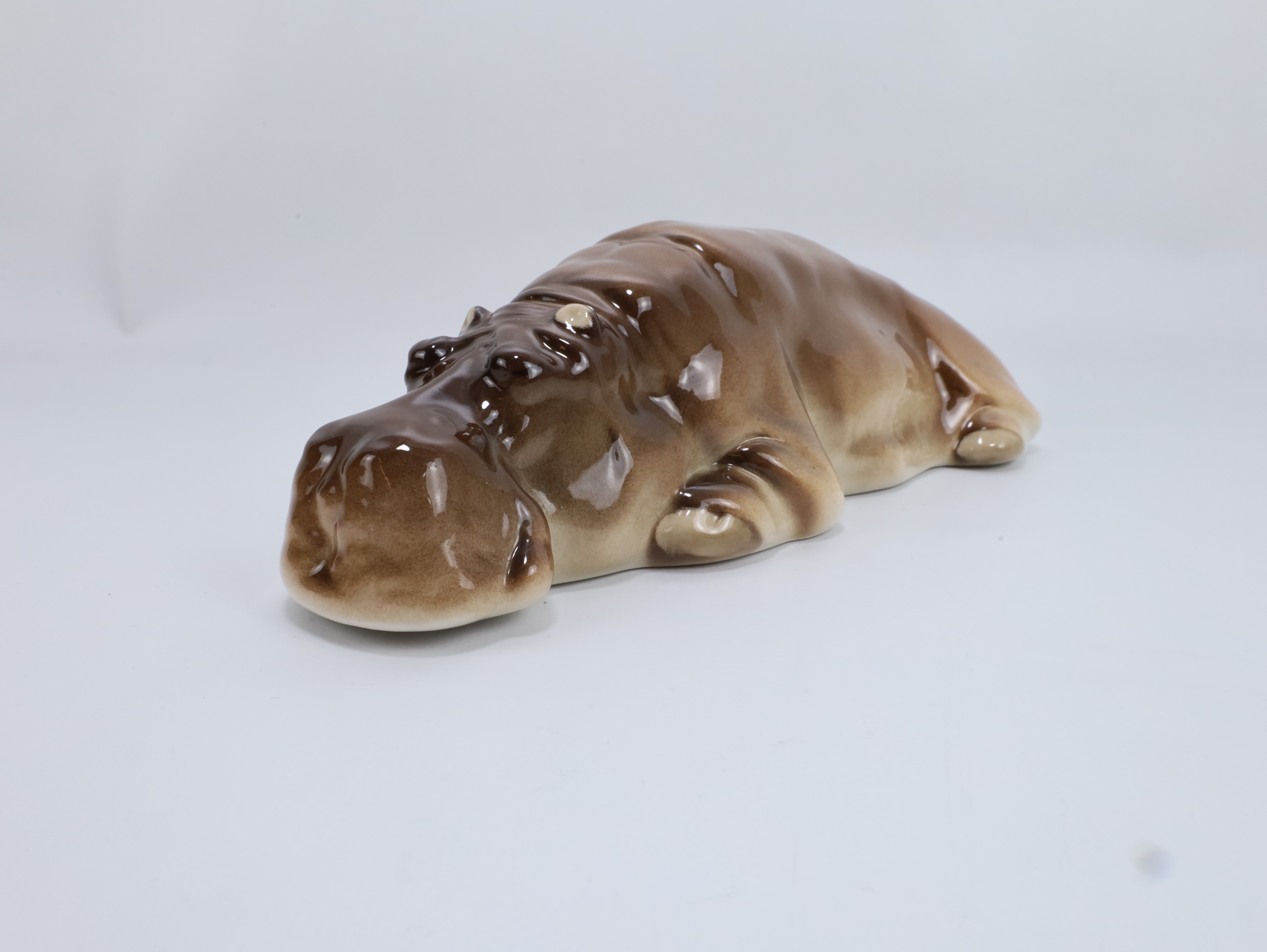 Porselensfigur flodhest – Lomonosov ca. 1960–80