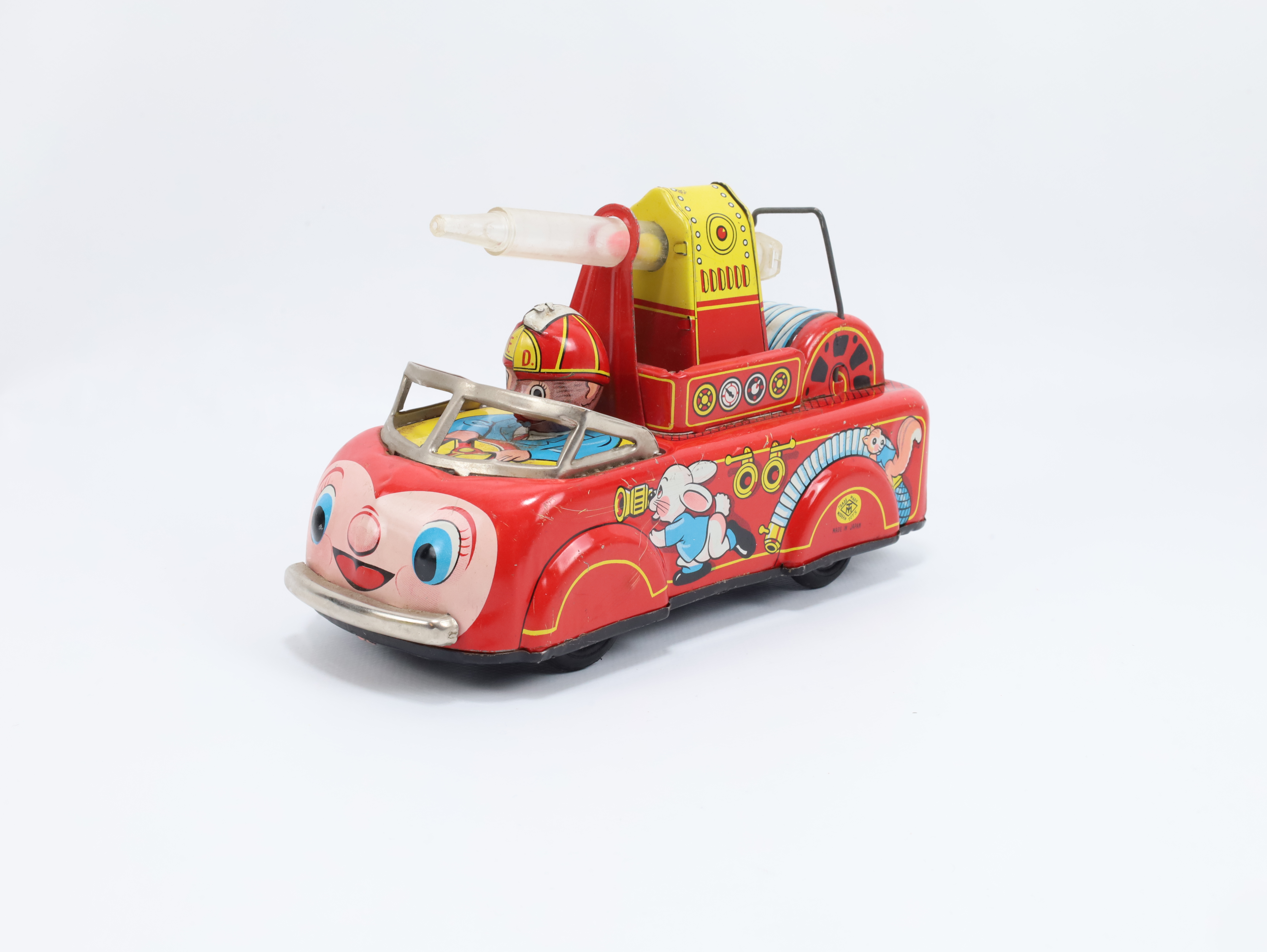 Blikkleke brannbil – Modern Toys Japan ca. 1950–60