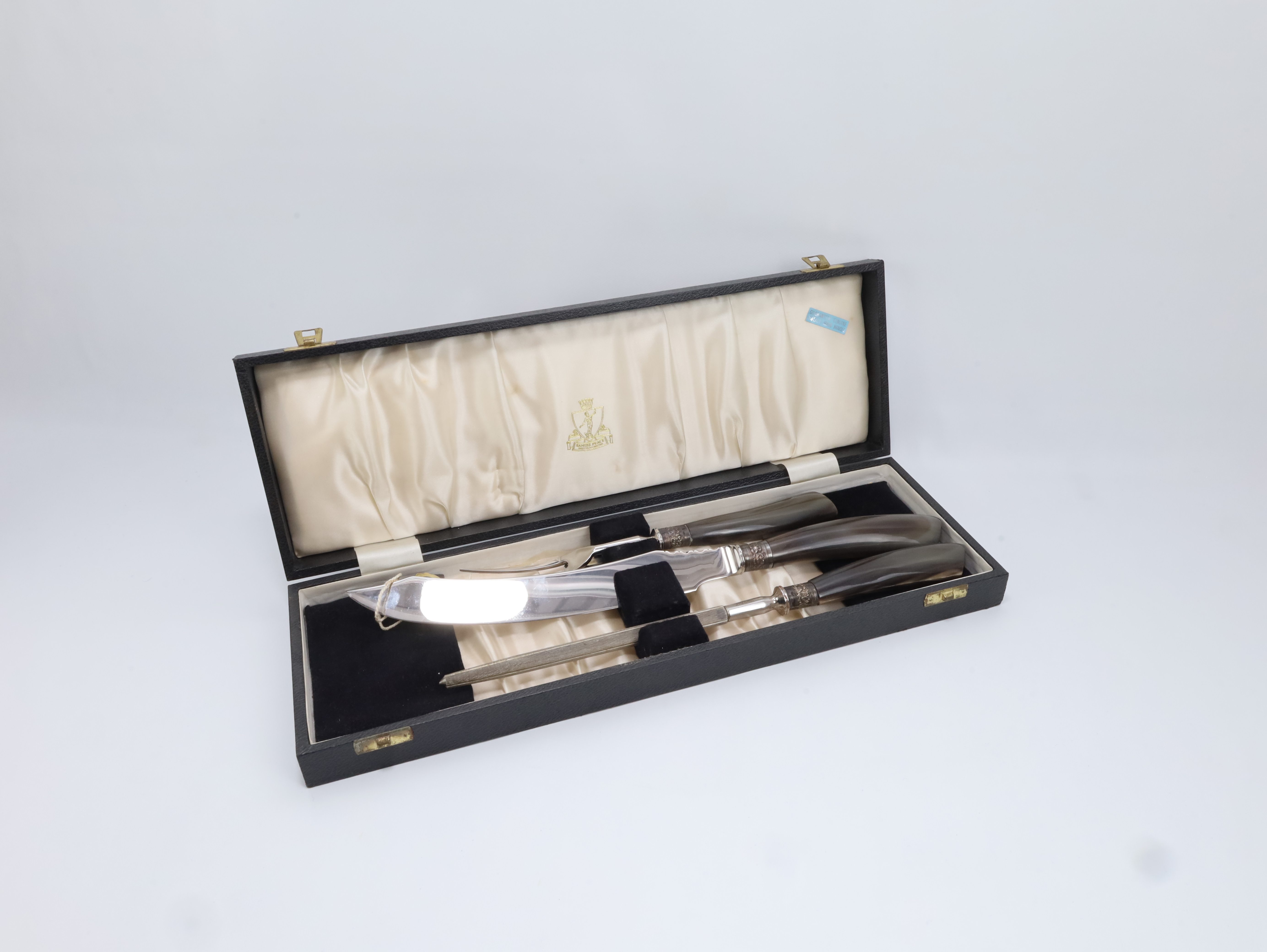 Vintage serveringssett – Samuel Peace Sheffield – 3 deler i original eske