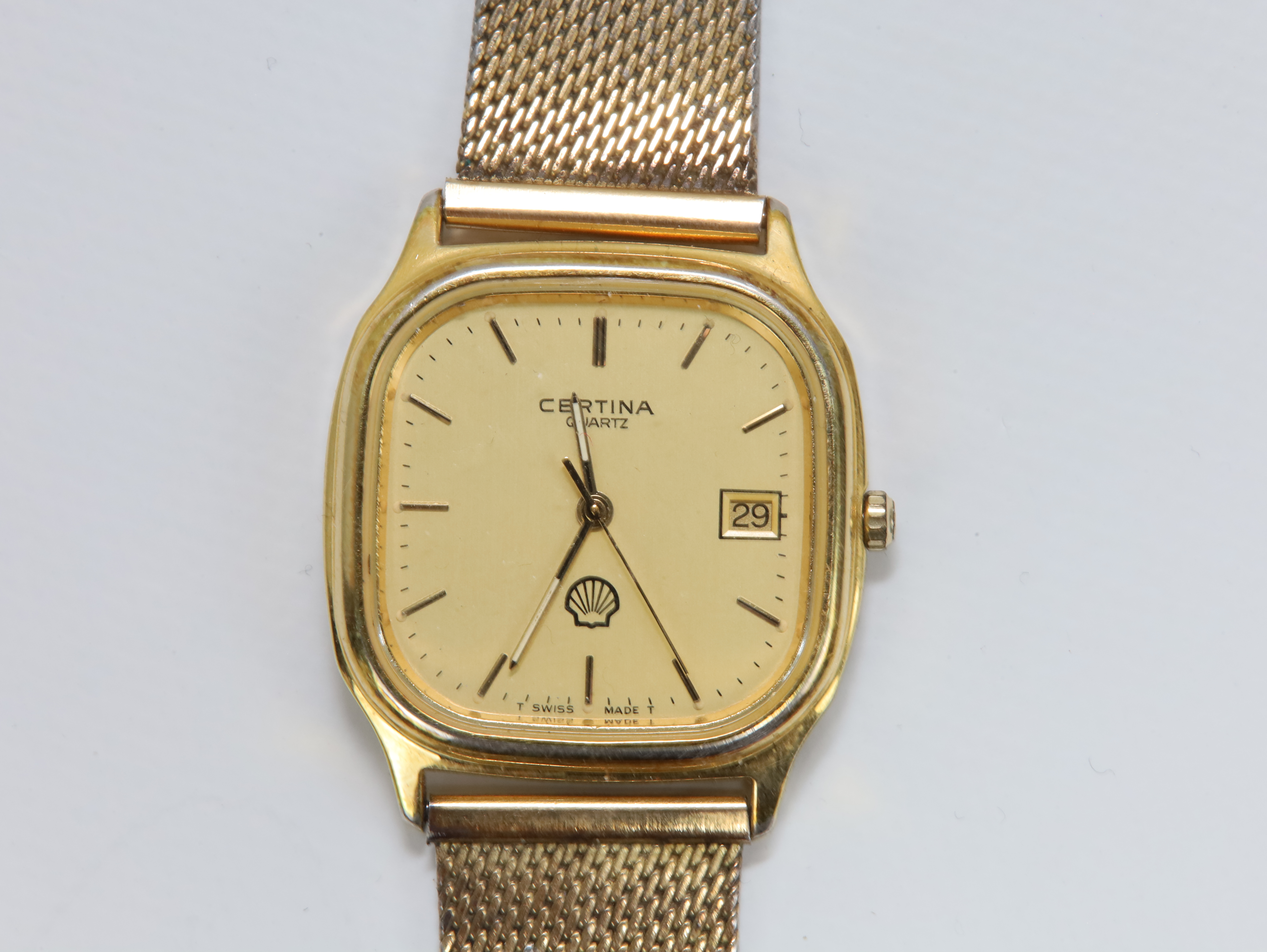 Certina Quartz – A/S Norske Shell 75 år – vintage reklameklokke