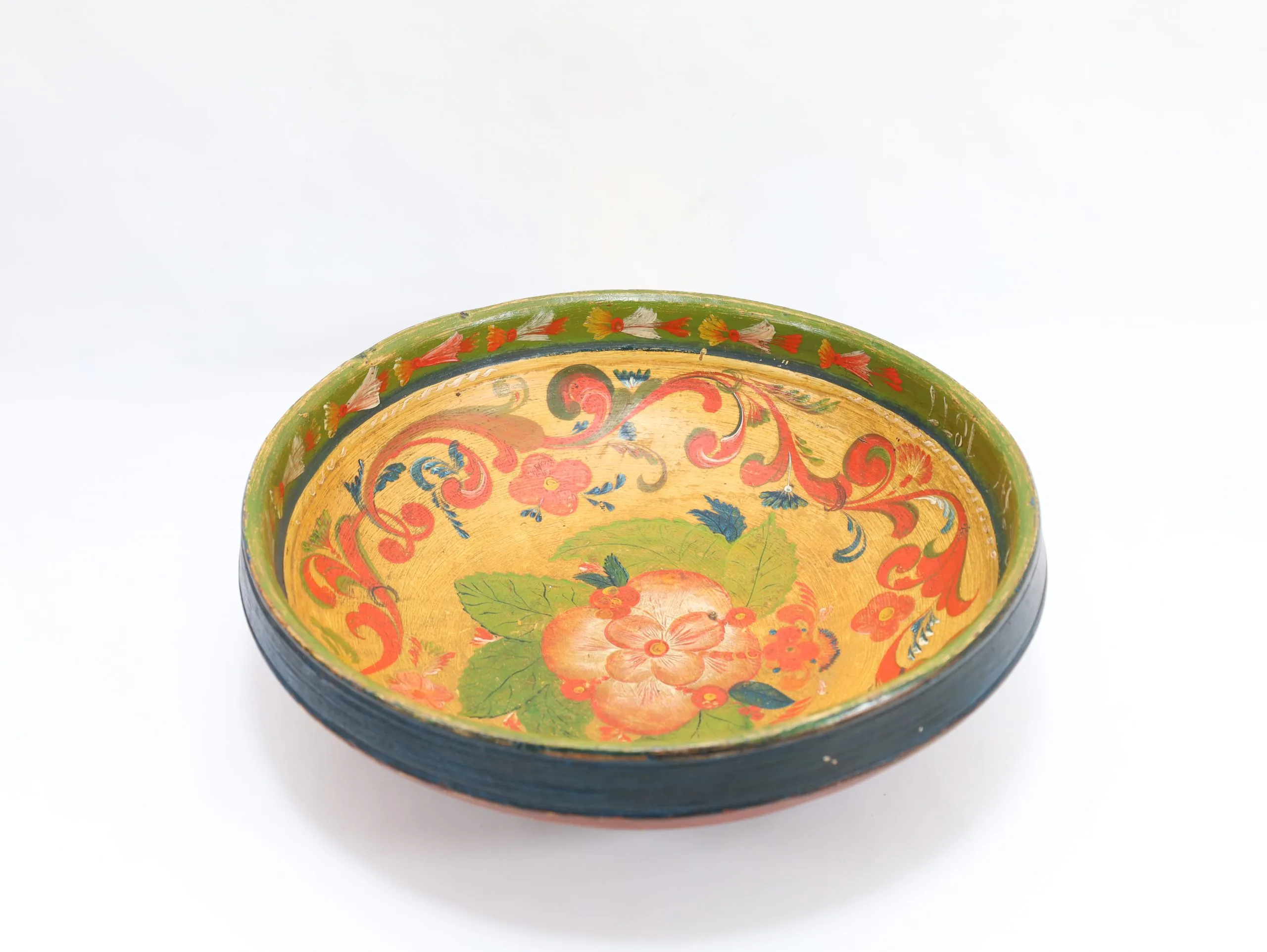 Rosemalt treboll – datert 1877 og signert - Antikk ølbolle