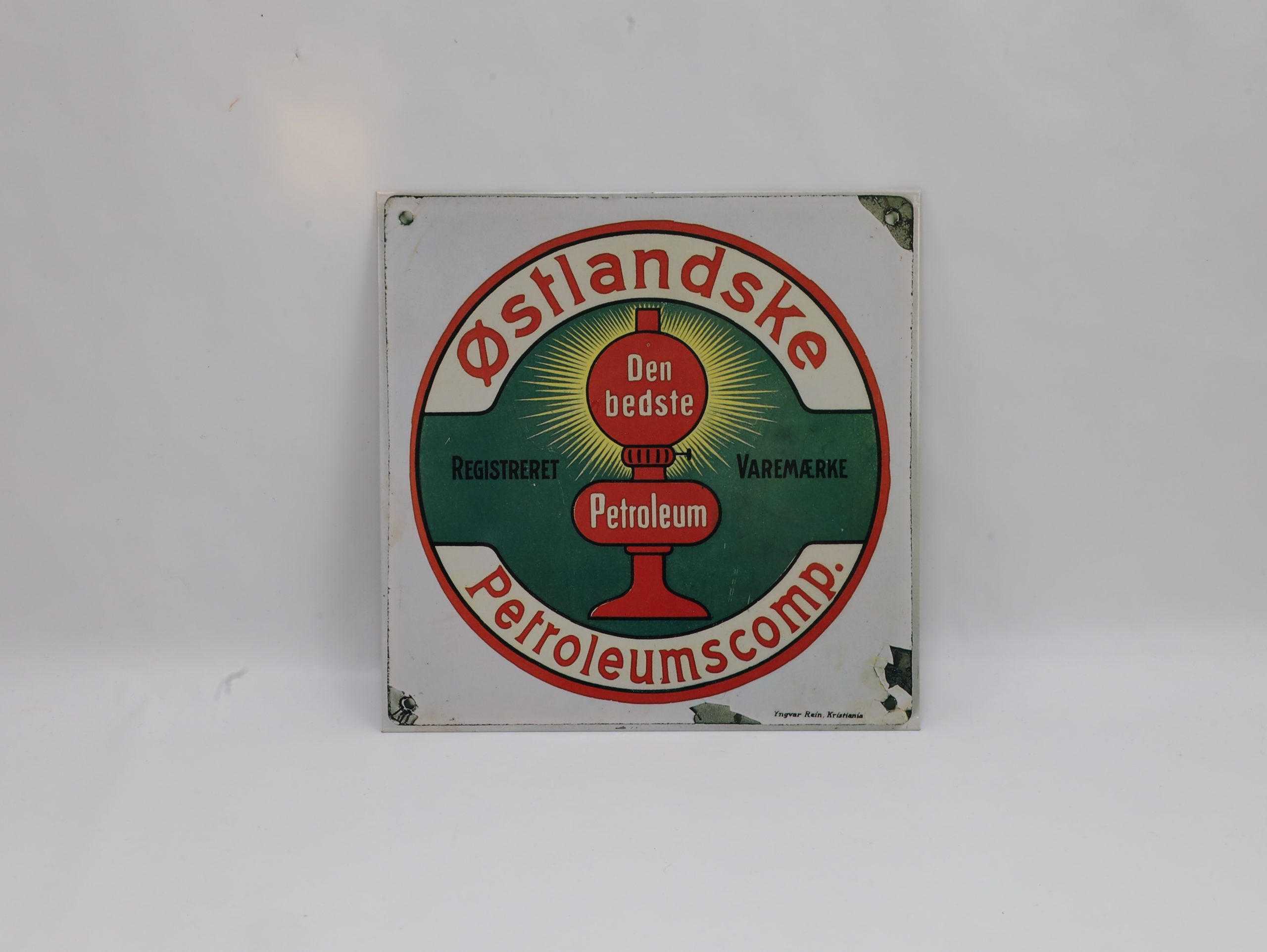 Østlandske Petroleum – reproduksjon av gammelt emaljeskilt, 22,5 x 22,5 cm