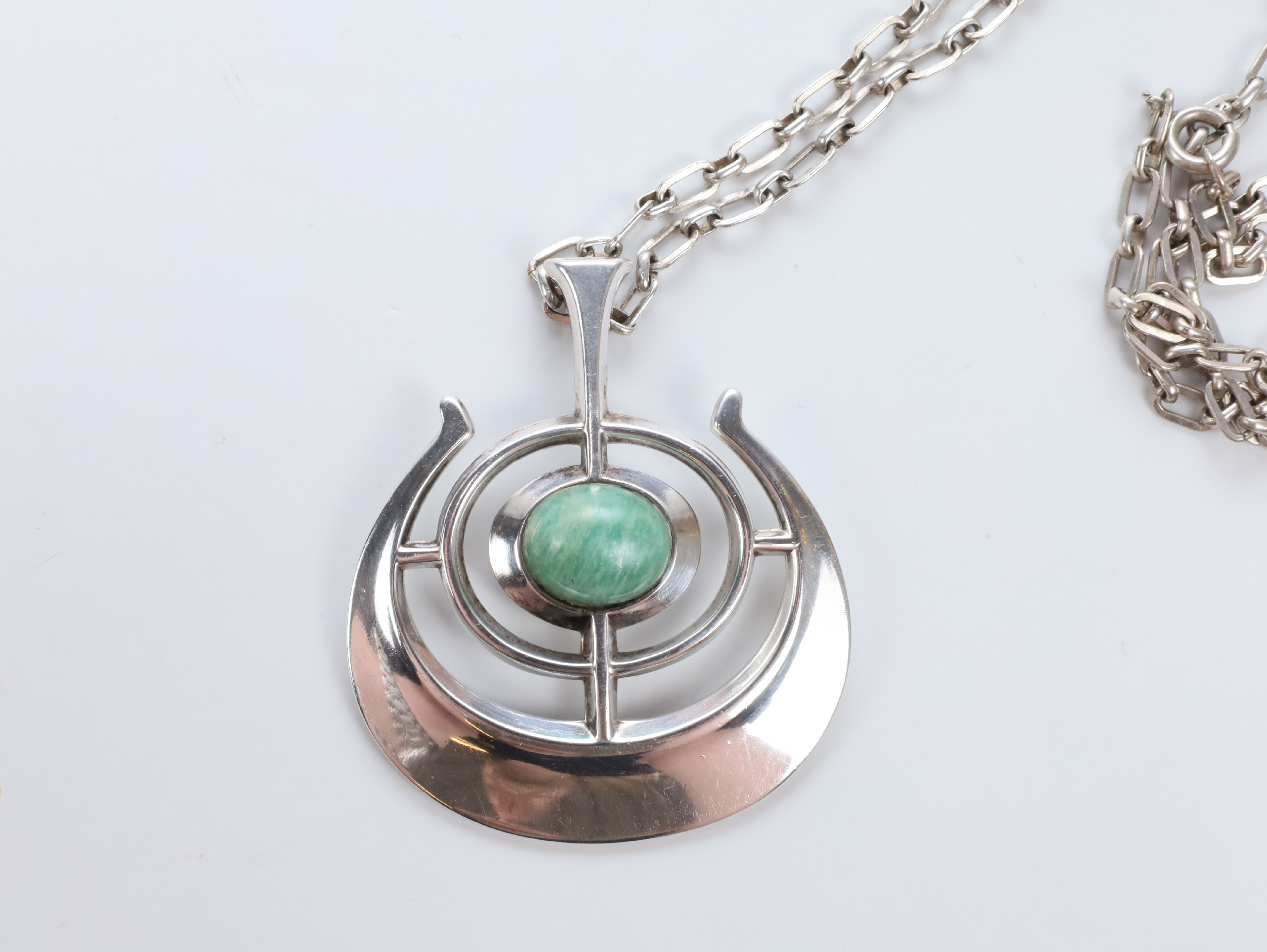 David-Andersen Lykkeskipet anheng i sølv med amazonitt