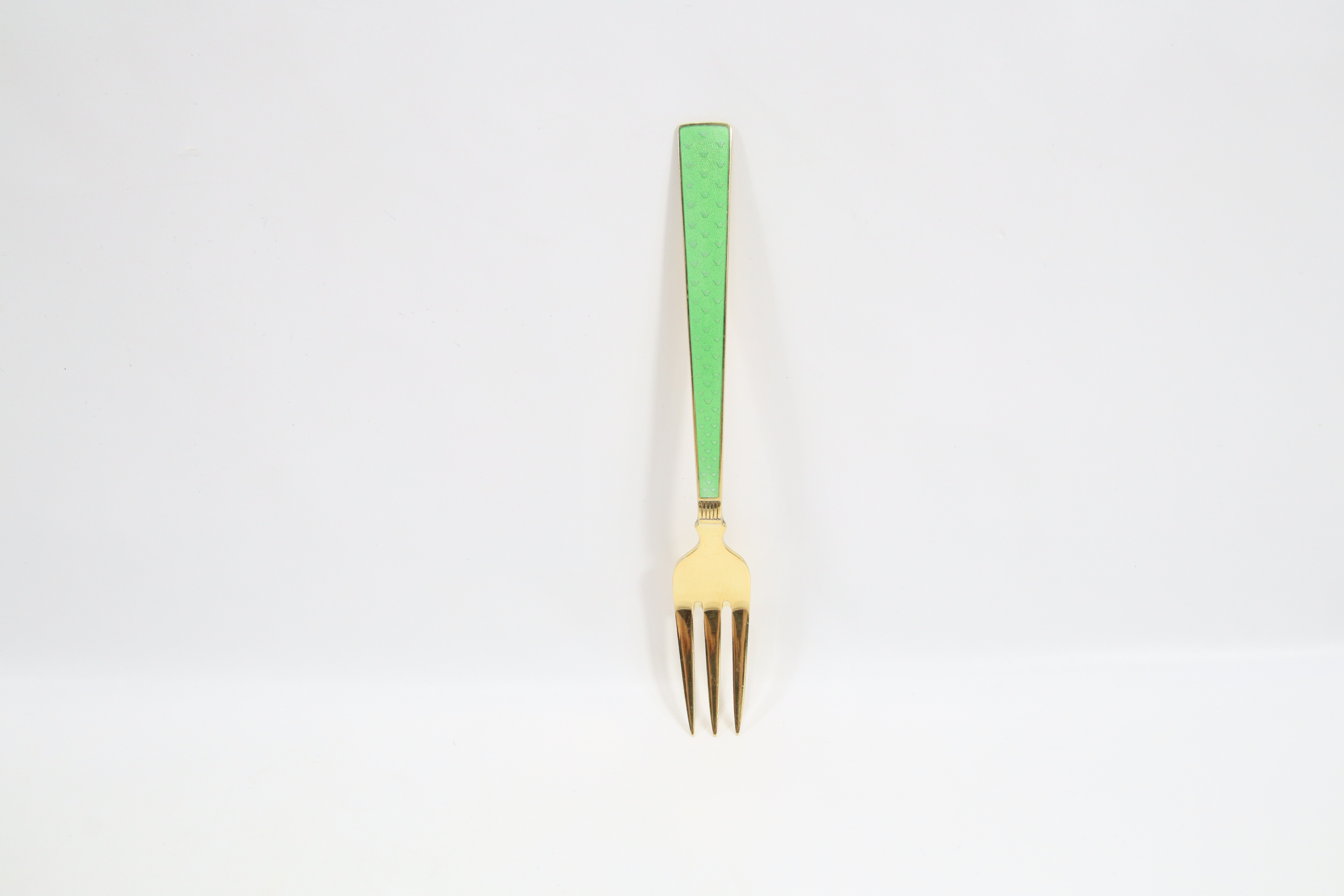 Grønn emalje kakegaffel – Th. Marthinsen 1960-tallet